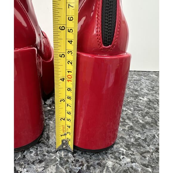 Demonia Camel 203 Red Patent Leather Platform Boots Women's Size 7 - Picture 8 of 15